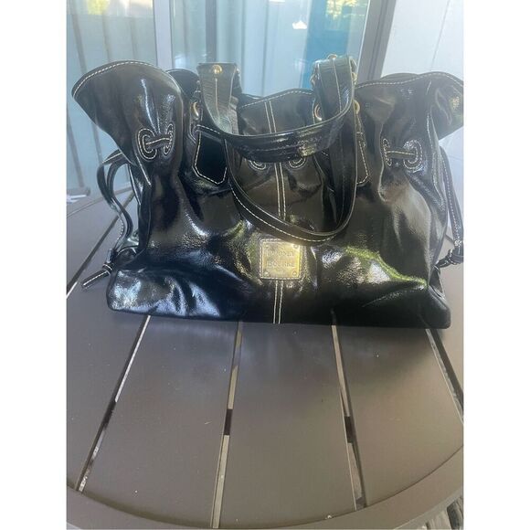 Dooney & Bourke Medium Chiara Patent Leather Drawstring Satchel Bag Black - Picture 10 of 16